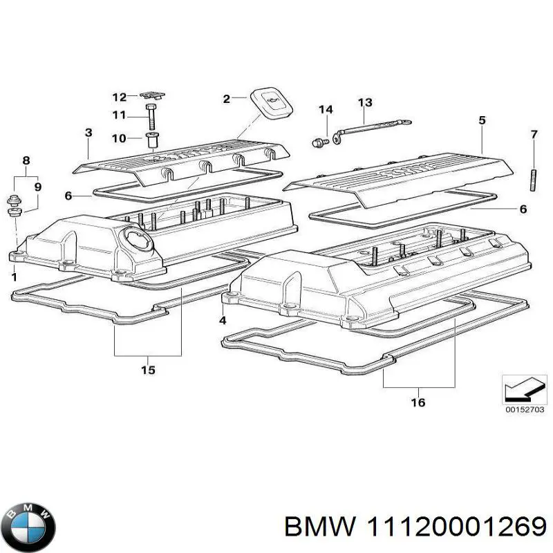 Прокладка клапанної кришки, права 11120001269 BMW