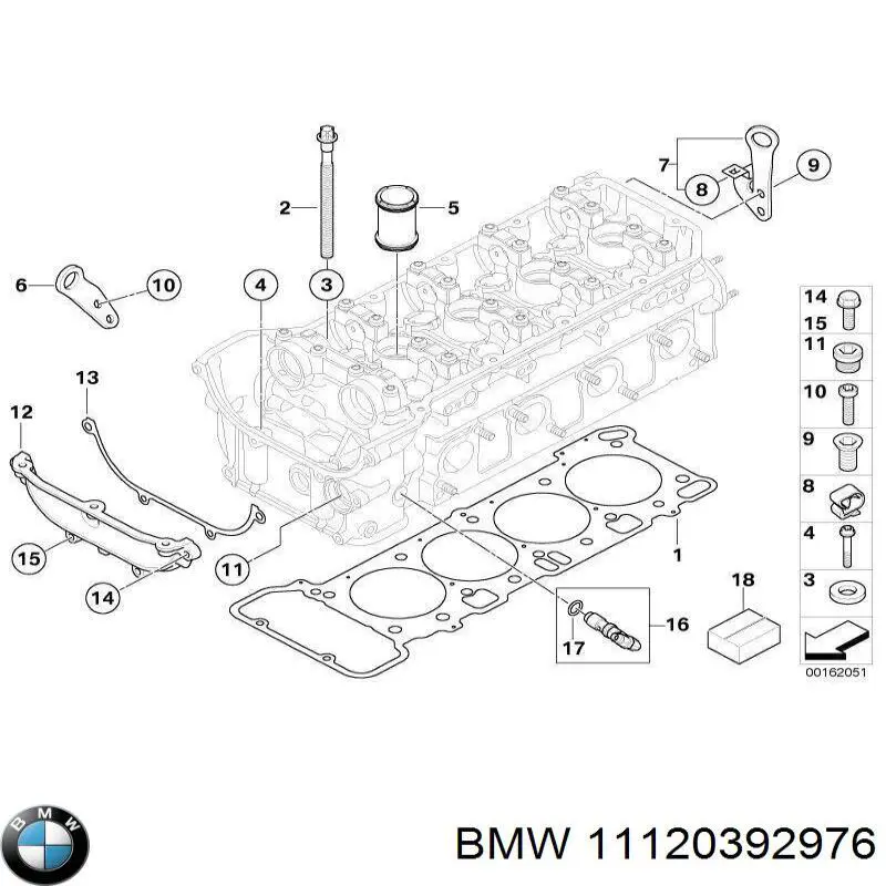 11120392976 BMW Комплект прокладок двигуна, верхній