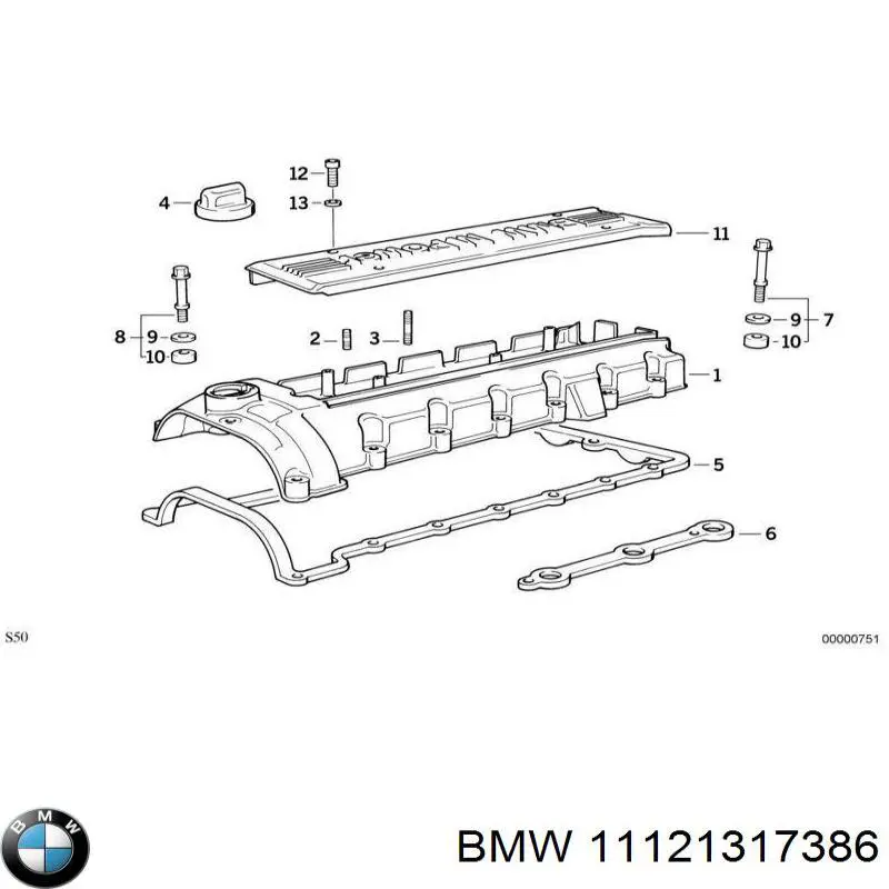 11121317386 BMW прокладка клапанної кришки двигуна, кільце