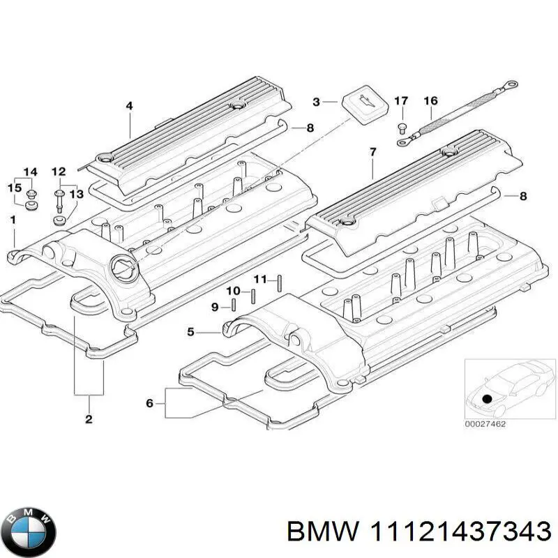Прокладка клапанної кришки 11121437343 BMW