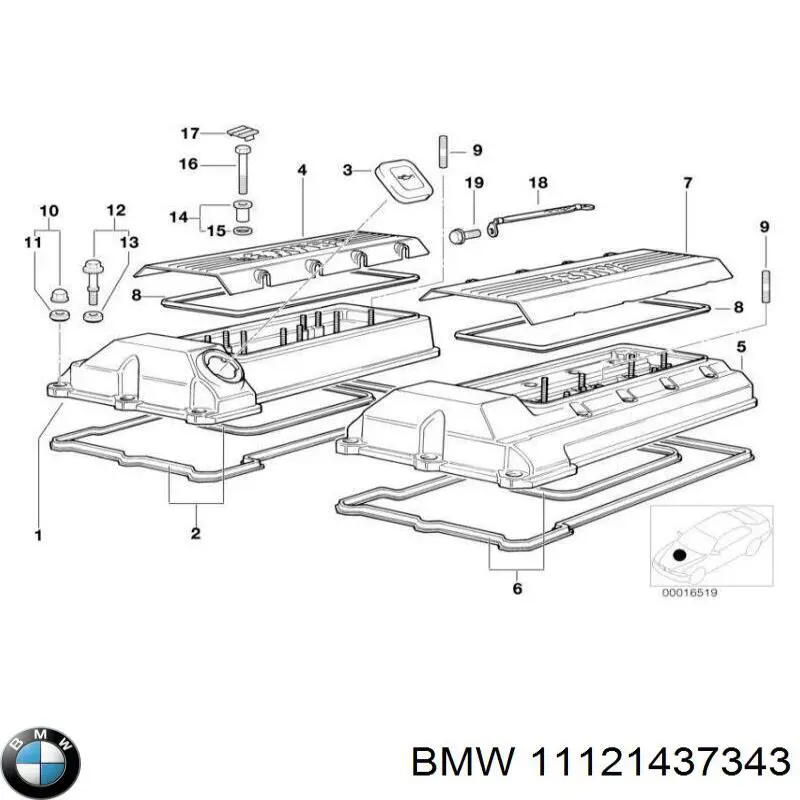 11121437343 BMW прокладка клапанної кришки двигуна