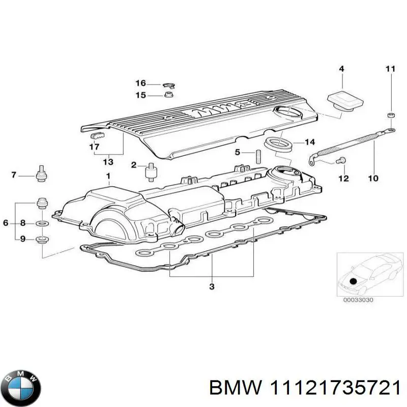 Прокладка клапанної кришки двигуна, внутрішня BMW 11121735721 ціна, від 2.82 USD