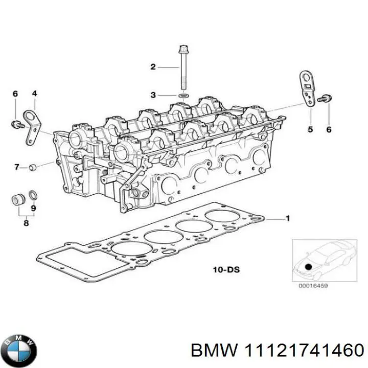 11121741460 BMW прокладка головки блока циліндрів (гбц, права)