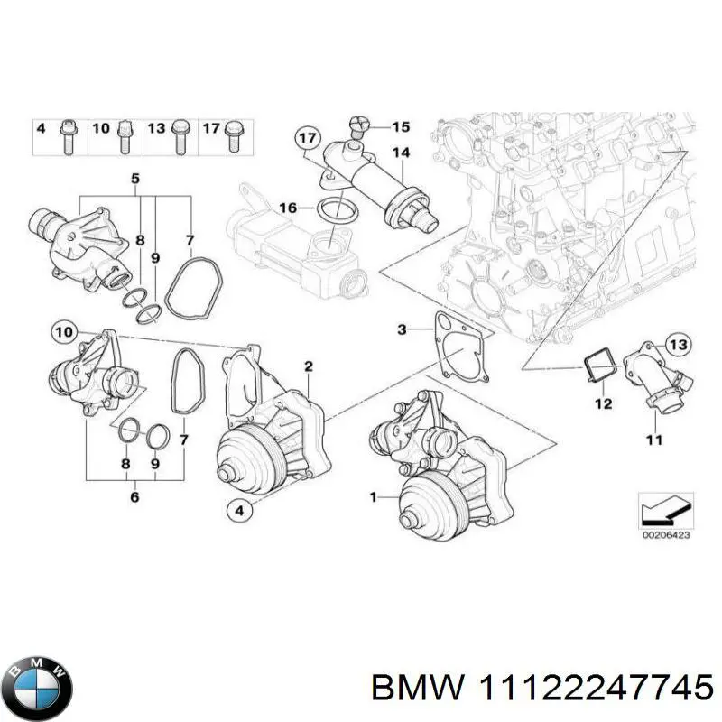 Купити 11122247745 BMW Прокладка фланця (трійника) системи охолодження
