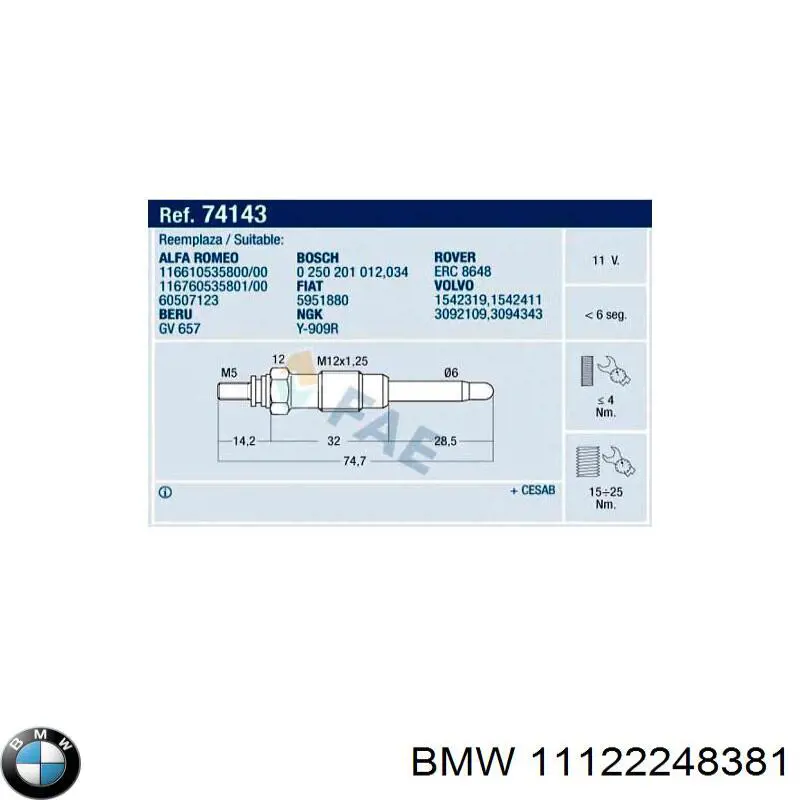 11127788652 BMW прокладка головки блока циліндрів (гбц, права)
