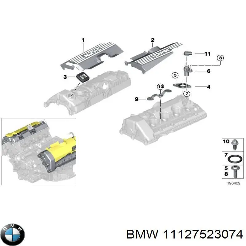 Кришка двигуна декоративна BMW 11127523074 ціна, від 55.73 USD