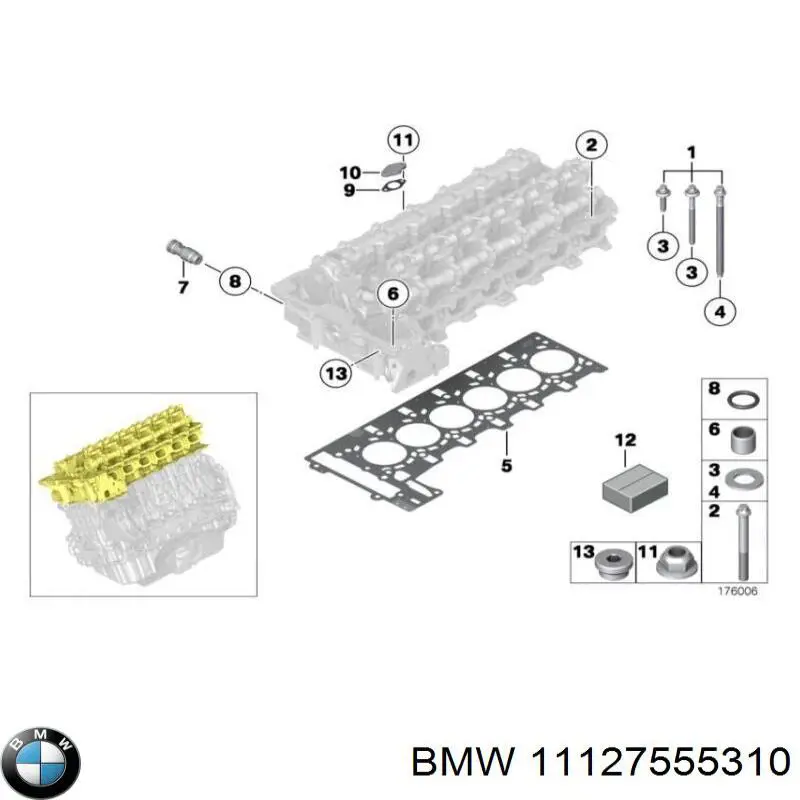 11127555310 BMW прокладка головки блока циліндрів (гбц)