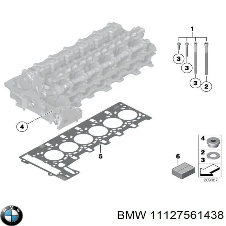 11127561438 BMW комплект прокладок двигуна, верхній