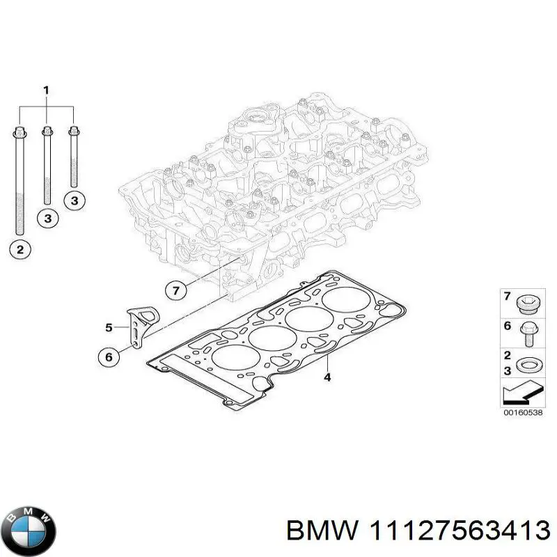 11127563413 BMW прокладка головки блока циліндрів (гбц)