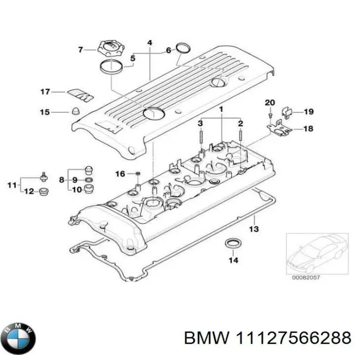 Прокладка клапанної кришки, права BMW 11127566288 ціна, від 22.91 USD