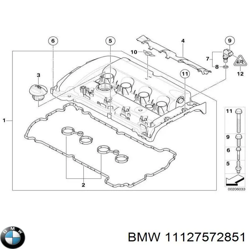 11127572851 BMW прокладка клапанної кришки двигуна, комплект