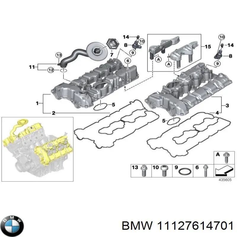11127614701 BMW Прокладка клапанної кришки двигуна, комплект