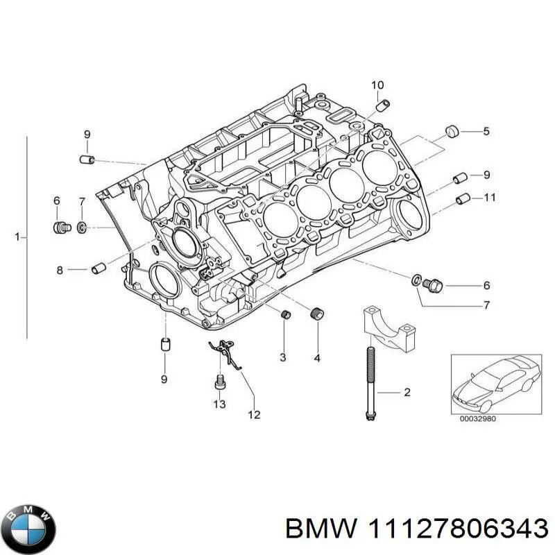 Пробка піддона двигуна 11127806343 BMW