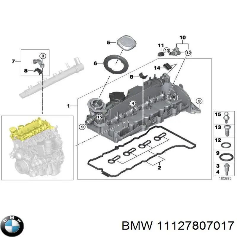 11127807017 BMW прокладка клапанної кришки двигуна, комплект