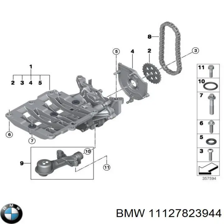 11127823944 BMW прокладка клапанної кришки двигуна, кільце