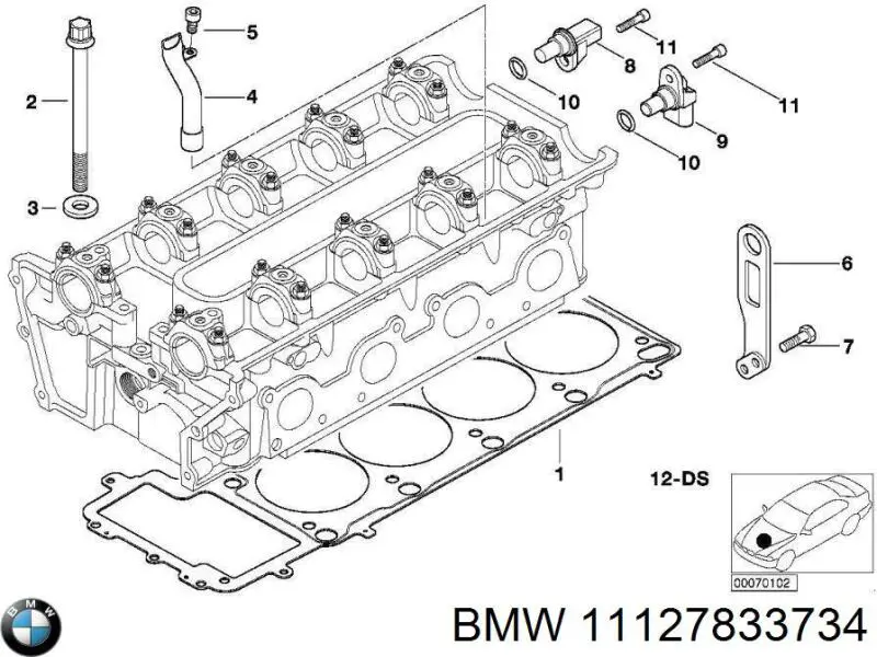 Прокладка головки блока циліндрів (ГБЦ), ліва 11127833734 BMW