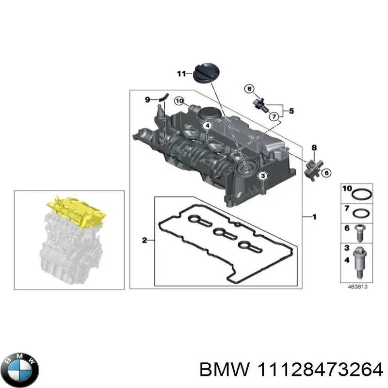 11128473264 BMW Прокладка клапанної кришки двигуна, комплект