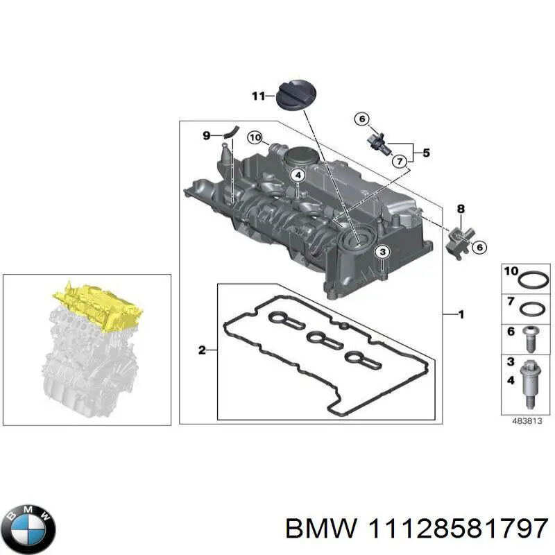Кришка клапанна BMW 11128581797 ціна, від 8.47 USD
