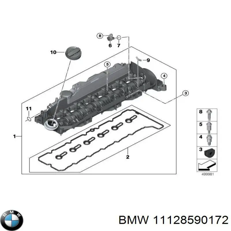 11128590172 BMW Прокладка клапанної кришки двигуна, комплект