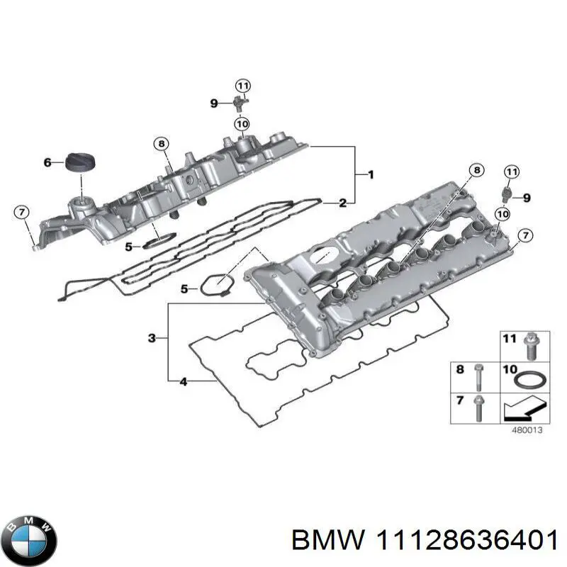 11128636401 BMW прокладка клапанної кришки двигуна, кільце