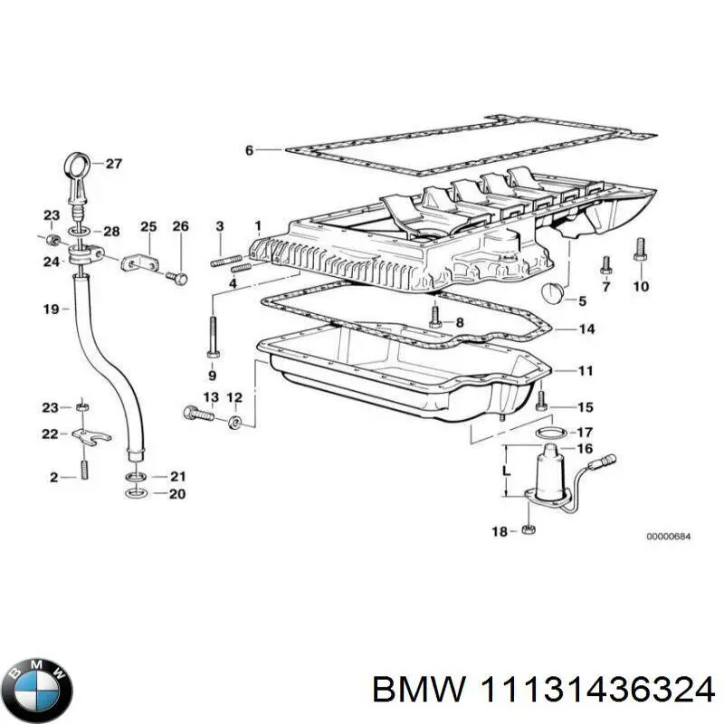 1436324 BMW Прокладка піддону картера двигуна, нижня