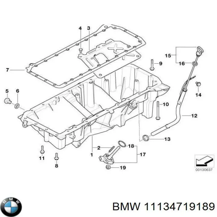 11134719189 BMW прокладка піддону картера двигуна