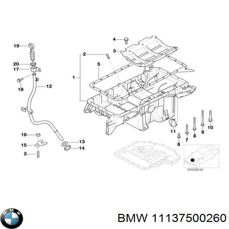 11137500260 BMW прокладка піддону картера двигуна, верхня