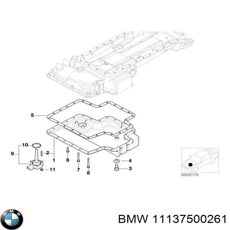 Прокладка піддону картера двигуна, нижня 11137500261 BMW