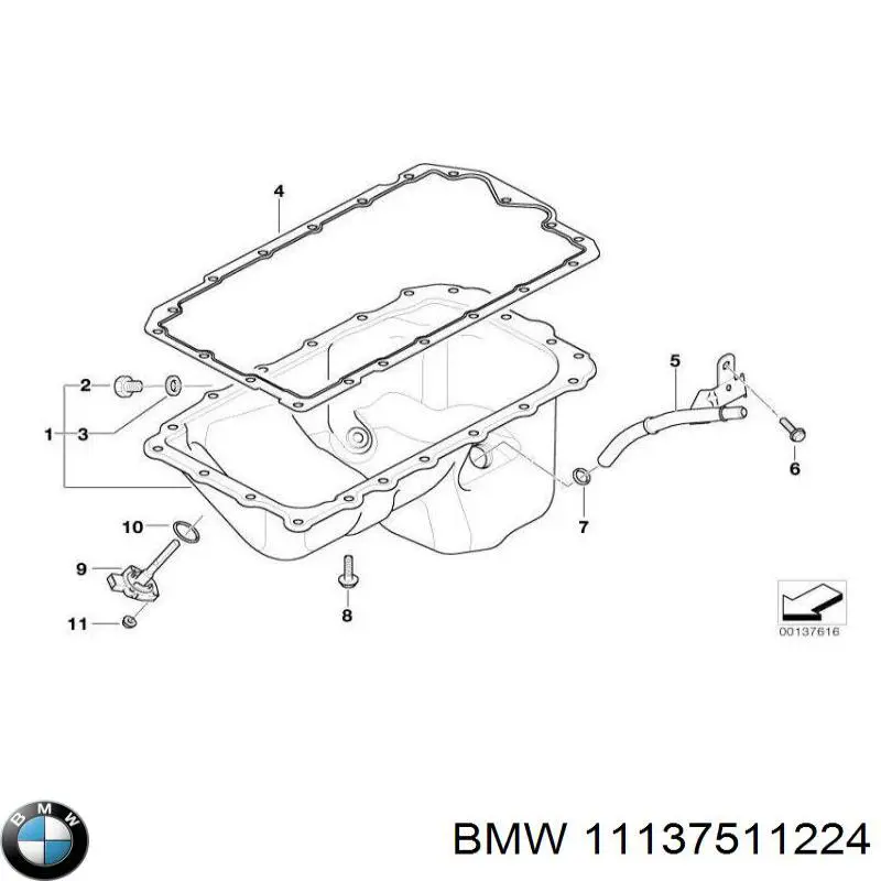 Прокладка піддону картера двигуна 11137511224 BMW