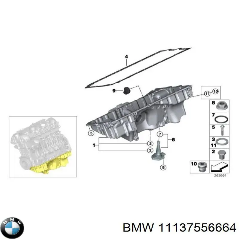 Піддон масляний картера двигуна 11137556664 BMW