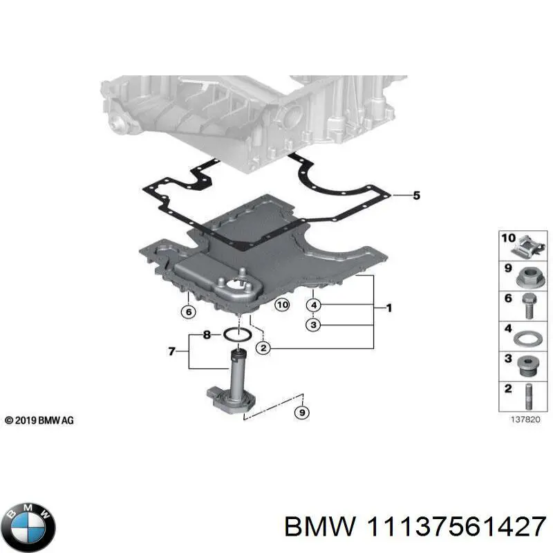 11137561427 BMW прокладка піддону картера двигуна