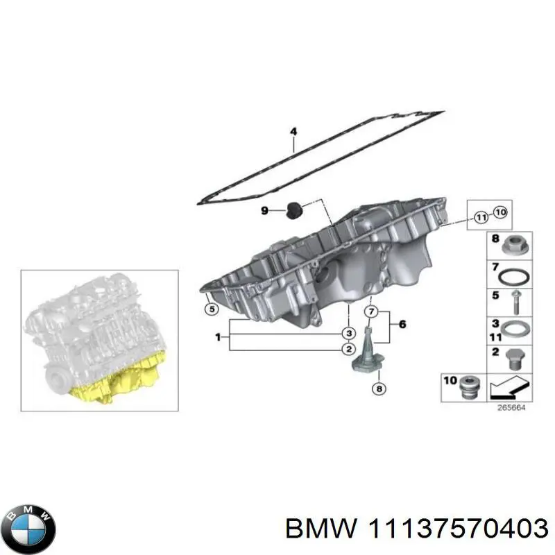 Піддон масляний картера двигуна 11137570403 BMW