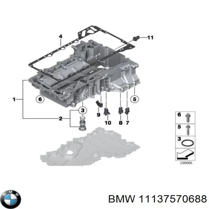 Піддон масляний картера двигуна, верхня частина BMW 11137621071 ціна, від 141.08 USD