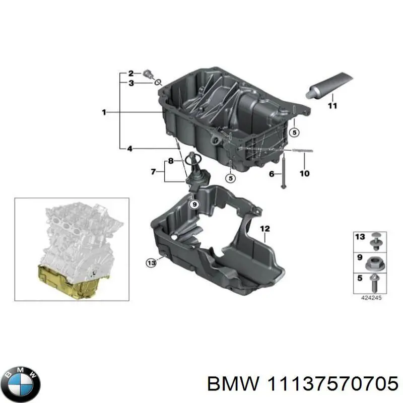 Прокладка піддону картера двигуна, верхня BMW 11137570705 ціна, від 12.65 USD