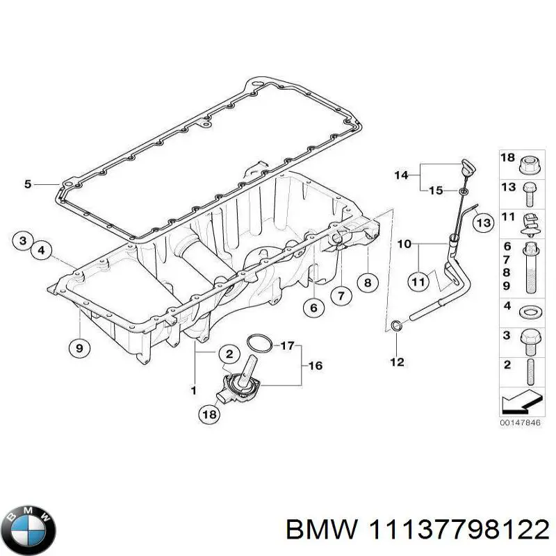 11137798122 BMW прокладка піддону картера двигуна