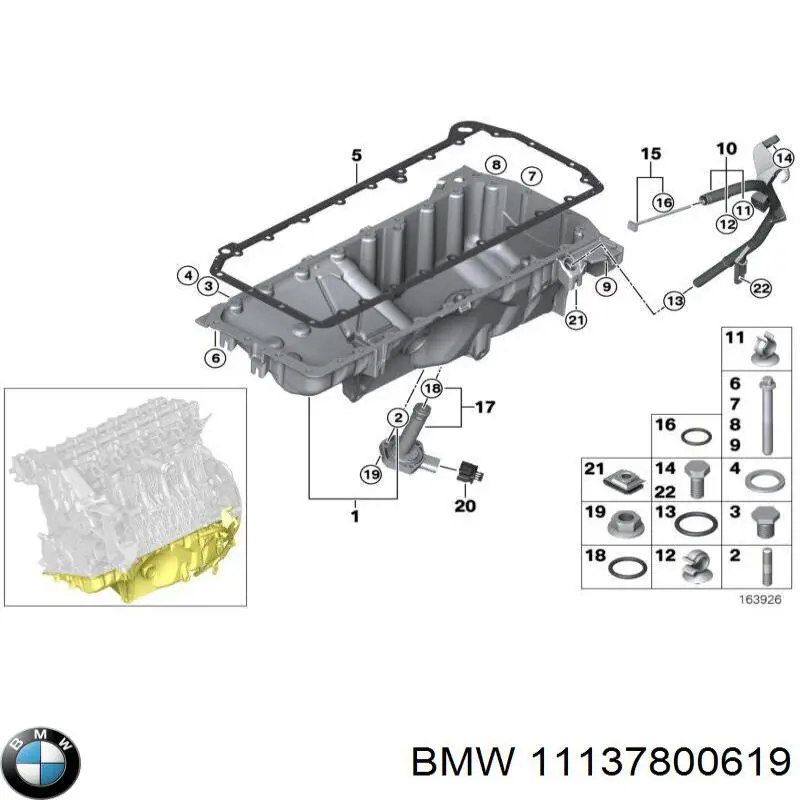 Болт головки блока циліндрів, ГБЦ 11137800619 BMW