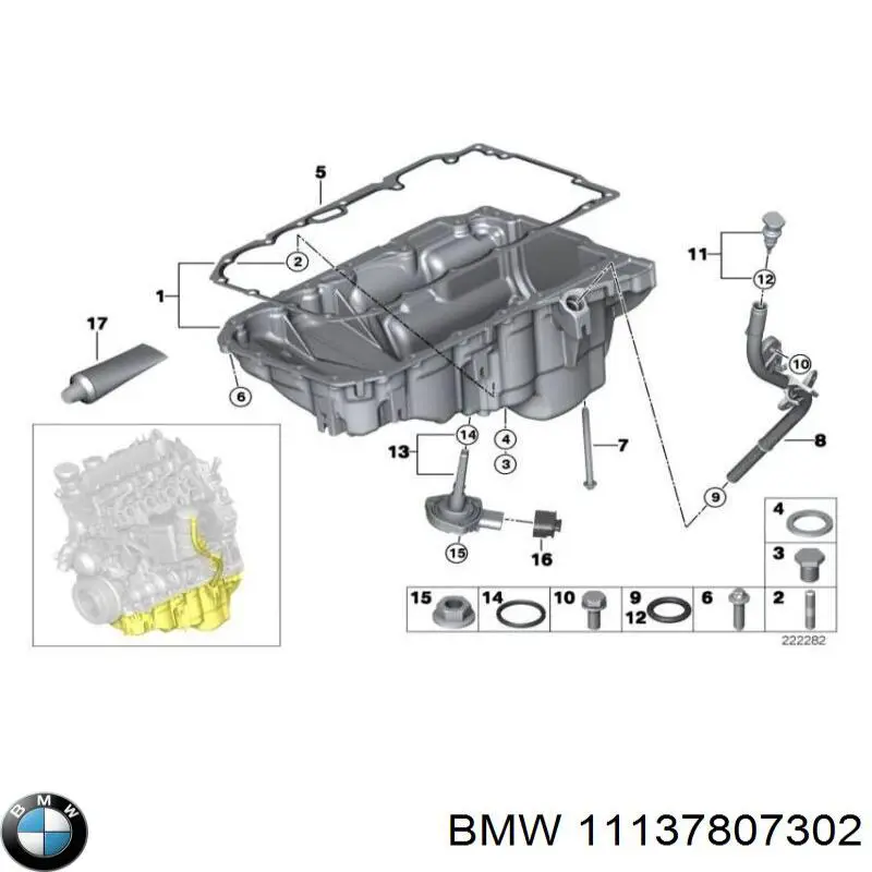 11137807302 BMW прокладка піддону картера двигуна