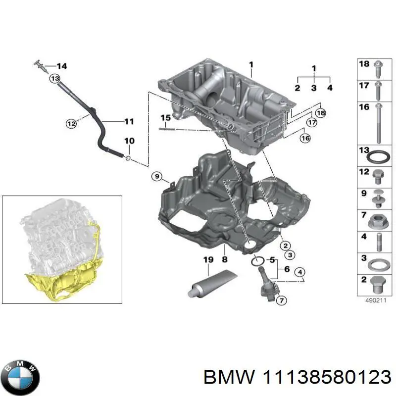 Піддон двигуна BMW 11138580123 ціна, від 300.81 USD