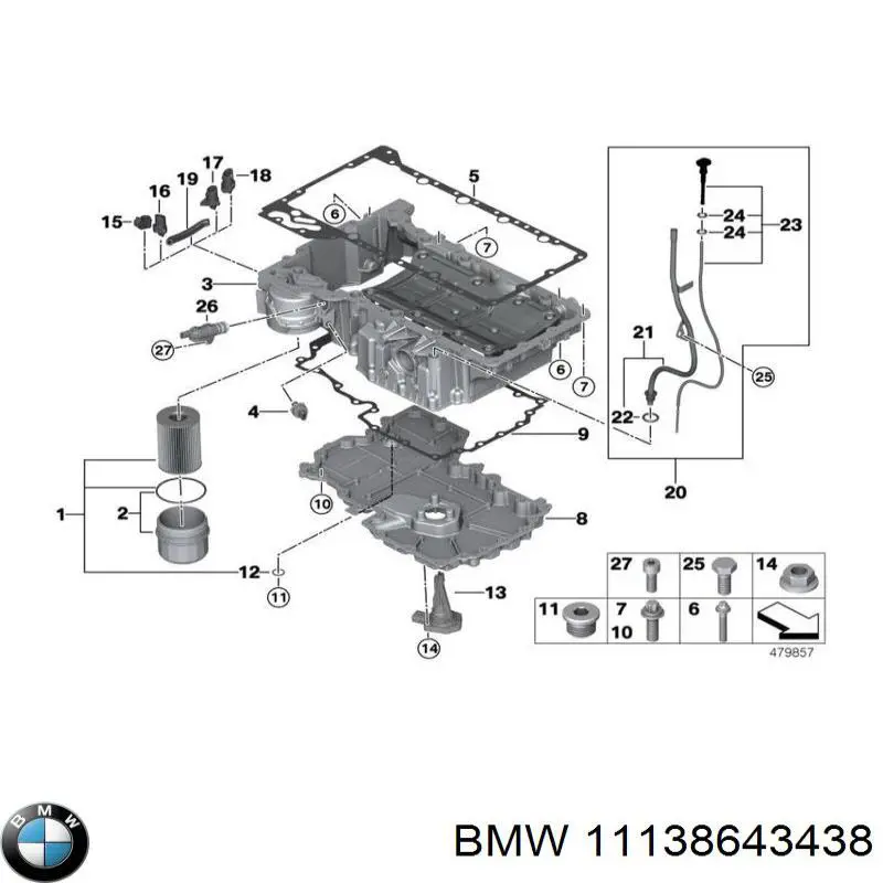 Піддон масляний картера двигуна 11138643438 BMW