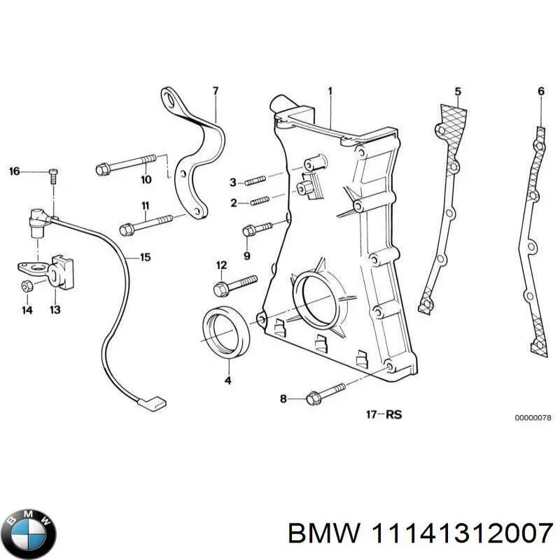 11141312007 BMW сальник колінвала двигуна, передній