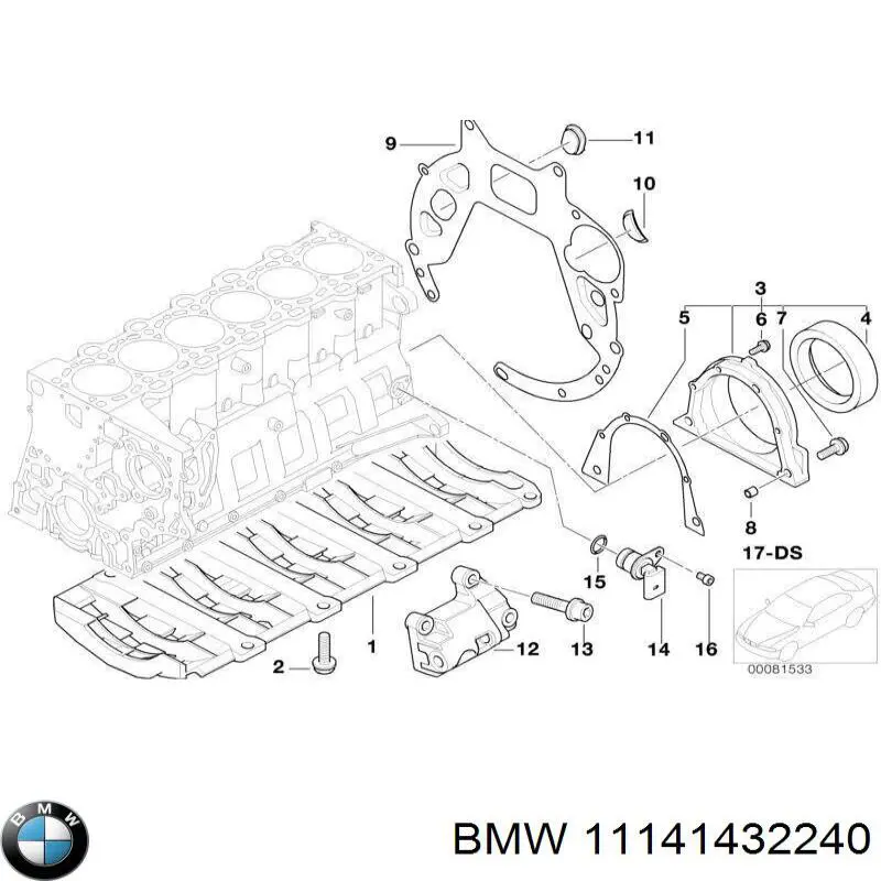 Прокладка задньої кришки блока циліндрів BMW 11141432240 ціна, від 27.59 USD