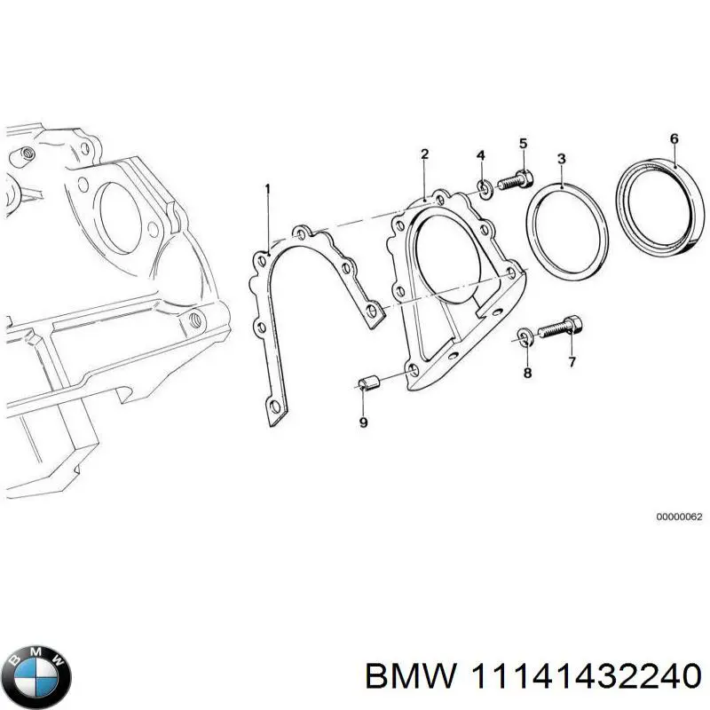 11141432240 BMW прокладка задньої кришки блока циліндрів