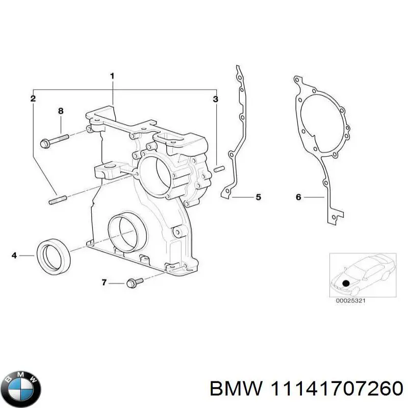 Прокладка передньої кришки двигуна, ліва на BMW 3 (E46)