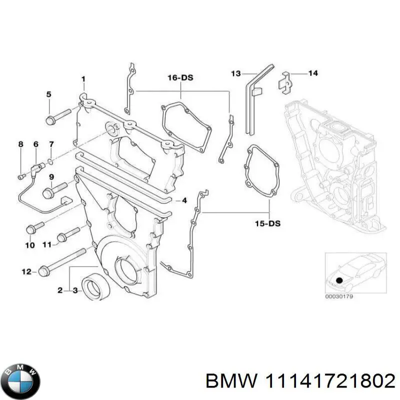 11141721802 BMW прокладка передньої кришки двигуна, ліва
