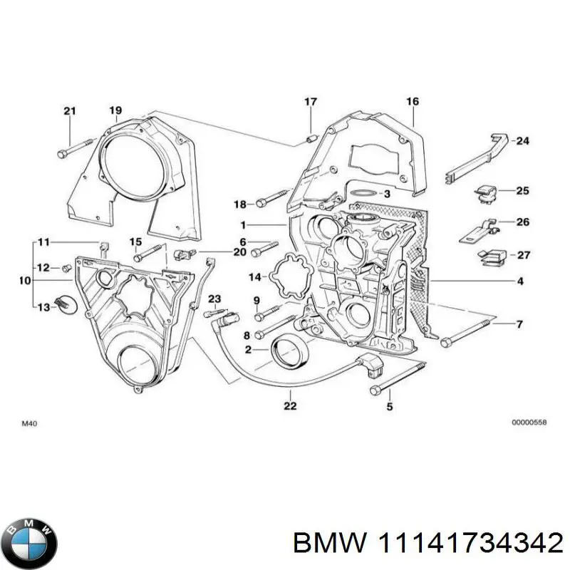 Прокладка передньої кришки двигуна 11141734342 BMW