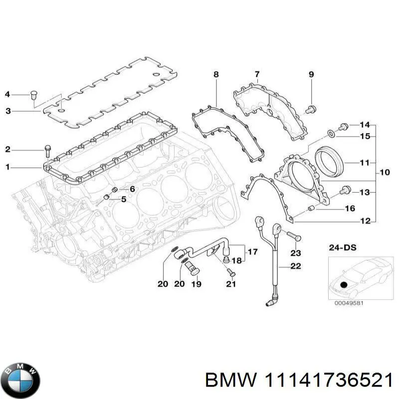 Прокладка колінвалу двигуна, задня BMW 11141736521 ціна, від 10.80 USD