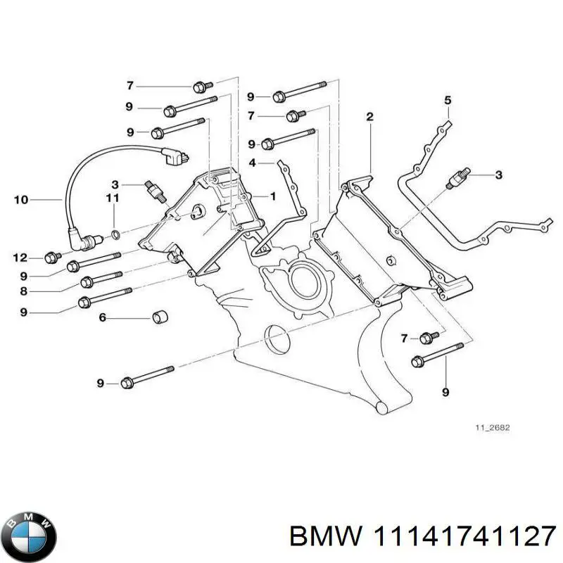 11141741127 BMW прокладка передньої кришки двигуна, права