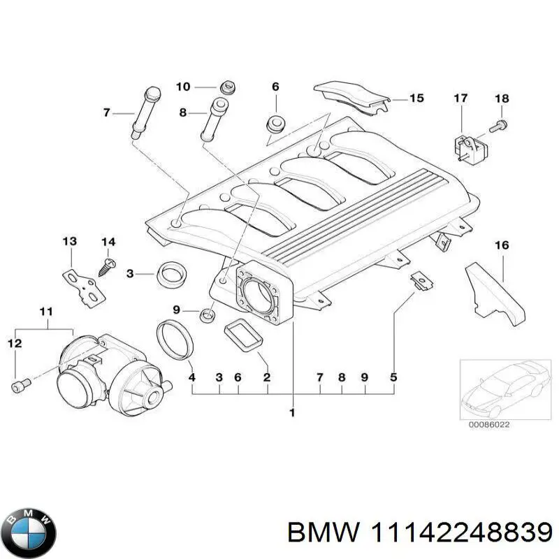 11142248839 BMW Накладка заднього скла