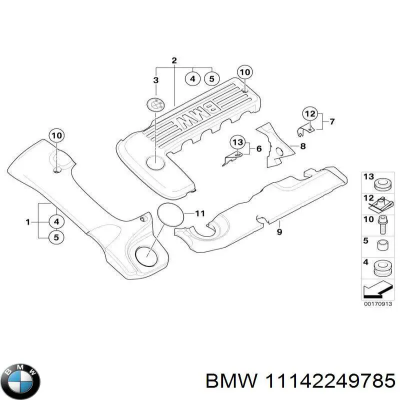 Кришка двигуна декоративна BMW 11142249785 ціна, від 37.81 USD