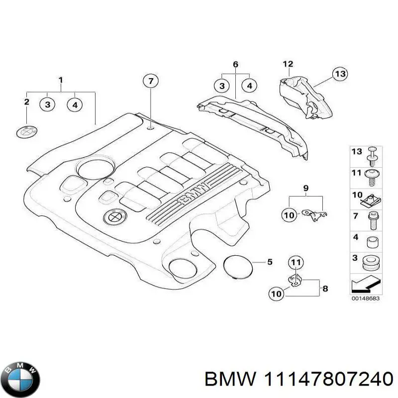 Кришка двигуна декоративна 11147807240 BMW